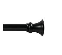 Deco Window Curtain Pole for windows 46 to 112 cm Adjustable 25mm Extendable Drapery Rod with Egyptian Finials (Black,1 Pc)