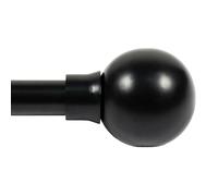 Deco Window Curtain Pole for windows 46 to 112 cm Adjustable 25mm Extendable Drapery Rod with Jason Finials (Black,1 Pc)