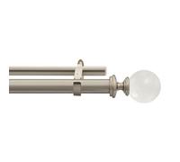 Deco Window Silver Double Curtain Poles for Eyelet Curtains Window & Door Extendable 132 cm to 365 cm Curtain Rod Metal Rail with Acrylic Ball Finials & Brackets Set (25/22 MM)