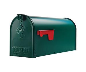 DecoAmbiente DA06E11G Steel Letter Box, Green with Red Flag, Size T-1, Made in USA Original, Surface Mount Mailbox
