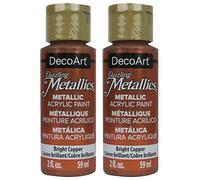 DecoArt 2-Pack Dazzling Metallics Metal Paint Acrylic Colors - Bright Copper, 2-Ounces Each