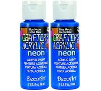 DecoArt Acrylic Paint, Neon Blue, 59 ml (Pack of 2)