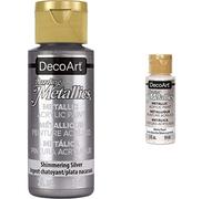 DecoArt Americana Acrylic Metallic Paint, Shimmering Silver & Deco Art Americana Acrylic Metallic Paint, White Pearl