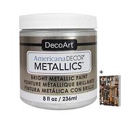 DecoArt Americana Decor Metallics Pearl Paint - 8oz Metallic Pearl White Acrylic Paint - Water Based Multi Surface Paint for Arts and Crafts, Home Decor, Wall Decor, Gilding Paint & Furniture + E-book