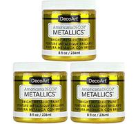 DecoArt Americana Metallics 24K Gold Paint, 3 Pack 8oz Metallic 24K Gold Acrylic Paint - Water Based Multi Surface Paint for Arts and Crafts, Home Decor, Wall Decor