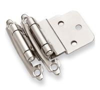 DecoBasics 3/8" Inset Cabinet Hinges Brushed Nickel (5 Pair -10 Pcs) Offset Self Closing Cabinet Hinges for Kitchen Cabinets Satin Nickel w/Silicon Bumpers & Upgraded Screws