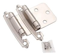 DecoBasics Brushed Nickel Contemporary Cabinet Hinges (5 Pair - 10 Pcs) - 1/2" Variable Overlay - Self Closing with Soft Close & Silicon Bumpers