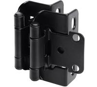 DecoBasics Matte Black 1/2" Partial Overlay Semi Wrap Around Kitchen Cabinet Hinges (1 Pair - 2 Pack) - Self Closing, Steel, Classic Style