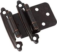DecoBasics Oil Rubbed Bronze Cabinet Hinges for Kitchen Cabinets (25 Pair -50 Pcs) -1/2" Overlay (Variable) -Self Closing Kitchen Cabinet Hinges Flush Mount w/Silicon Bumpers & Upgraded Screws