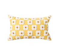 DECOBIRD Yellow Home Decor Floral Loop Embroidery Lumbar Throw Pillow Cover 12x20 Inch Solid Color Canvas Backside, Durable Boho Soft Cushion Cover 30x50cm, 1 Piece