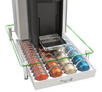 DecoBrothers Tempered Glass Coffee Pod Tray for 28 Large Nespresso Capsules or 56 Small Nespresso Capsules, White