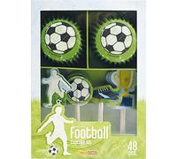 DECOCINO Muffin Set Football 48 Pieces - 24 Cupcake Cases with Diameter 5 cm & 24 Muffin Toppers Made of Paper, Ideal Decoration for Children's Birthdays & Themed Parties