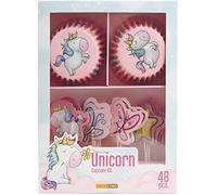 DECOCINO Unicorn Muffin Set 48 Pieces - 24 Cupcake Cases with Diameter 5 cm & 24 Muffin Toppers Made of Paper, Ideal Decoration for Children's Birthdays & Themed Parties