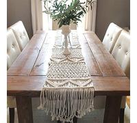 DÉCOCO Macrame Table Runner, Handwoven Boho Wedding Decoration, 100% Cotton, 35cm x 180cm