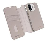 DECODED 2-in-1 Leather Case for iPhone 17, Detachable Wallet, Premium ECCO Leather, Compatible with Magsafe, Drop Protection, Scratch Resistant, Metal Buttons, Beige