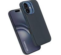 DECODED Leather Case for iPhone 16, MagSafe Compatible, Real Premium ECCO Leather, Full Body Protective Cover, Raised Edges to Protect Screen and Camera, Navy Blue