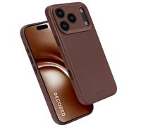 DECODED Leather Case for iPhone 17 Pro, Genuine ECCO Leather, MagSafe Compatible, Camera Ring Protected, Glass Action Button, Drop Protection, Scratch Resistant, Metal Buttons, Brown