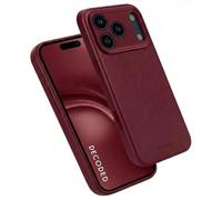 DECODED Leather Case for iPhone 17 Pro Max, Genuine ECCO Leather, MagSafe Compatible, Camera Ring Protected, Glass Action Button, Drop Protection, Scratch Resistant, Metal Buttons, Burgundy Red