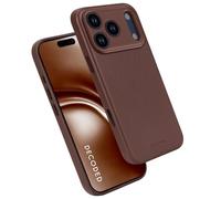DECODED Leather Case for iPhone 17 Pro Max, Genuine ECCO Leather, MagSafe Compatible, Camera Ring Protected, Glass Action Button, Drop Protection, Scratch Resistant, Metal Buttons, Brown