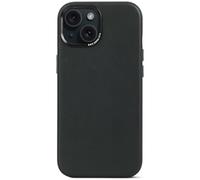 DECODED Leather Phone Case for iPhone 15 (6.1 inch) - Protective and Shockproof Case - Premium Genuine European Aniline Leather - MagSafe Compatible - Microfiber Lining and Metal Buttons - Black
