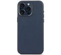 DECODED Leather Phone Case for iPhone 15 Pro Max (6.7 inch) - Protective and Shockproof Case - Premium Genuine European Aniline Leather - MagSafe Compatible - Microfiber Lining - Navy Blue