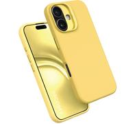 DECODED Silicone Case for iPhone 16 Plus, Premium Soft-Touch, Antibacterial Coating, MagSafe Compatible, Drop Protection, Scratch Resistant, Metal Buttons, Yellow