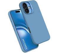 DECODED Silicone Case for iPhone 16 Plus, Premium Soft-Touch, Antibacterial Coating, MagSafe Compatible, Drop Protection, Scratch Resistant, Metal Buttons, Light Blue