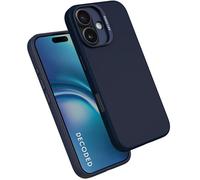 DECODED Silicone Case for iPhone 16, Premium Soft-Touch, Antibacterial Coating, MagSafe Compatible, Drop Protection, Scratch Resistant, Metal Buttons, Air Blue