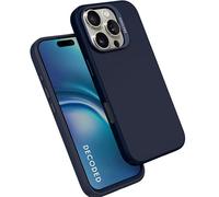 DECODED Silicone Case for iPhone 16 Pro, Premium Soft-Touch, Antibacterial Coating, MagSafe Compatible, Drop and Impact Protection, Metal Buttons, Solid Grip, Navy Blue