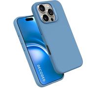 DECODED Silicone Case for iPhone 16 Pro, Premium Soft-Touch, Antibacterial Coating, MagSafe Compatible, Drop and Impact Protection, Metal Buttons, Solid Grip, Air Blue