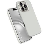 DECODED Silicone Case for iPhone 16 Pro, Premium Soft-Touch, Antibacterial Coating, MagSafe Compatible, Drop Protection, Scratch Resistant, Metal Buttons, Gray