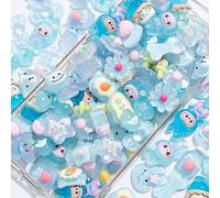 Decoden Charms 100PCS Kawaii Flatback Resin Charms For Crafts, Cabochon for DIY Projects, Slime Charm, Resin Art, Scrapbooking, Phone Case & Accessories (Blue)