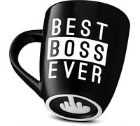 Decodyne Funny Coffee Mug, with Middle Finger on the Bottom - Funny Gifts Novelty Mugs 14 oz. (Best Boss)