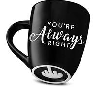 Decodyne Funny Coffee Mug, with Middle Finger on the Bottom - Funny Gifts Novelty Mugs 14 oz. (You're Always Right)