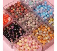 Decoendiy 100Pcs 12mm Resin Round Shaped Beads,Rainbow Gradient Beads,Colorful Polished Striped Beads,Loose Print Painted Spacer Beads,for Jewelry Making DIY Bracelets Necklaces Crafts Supplies