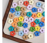 Decoendiy 100Pcs Acrylic Flower Beads，Baked Paint Cream Beads Craft Supplies - Colorful Rainbow Sunflower Hollow Beads for DIY Jewelry Making, Bracelets & Keychains