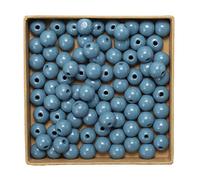 Decoendiy 100pcs Wood Beads 14mm Colored Round Wooden Beads Natural Farmhouse Polished Loose Spacer Beads Wood Ball for DIY Crafts Jewelry Making Home Decor (Deep Blue)