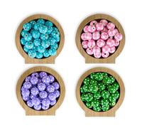 Decoendiy 100Pcs Wooden Chunky Beads 16mm Buffalo Plaid Wood Beads Fall Thanksgiving Halloween Wood Beads,Colorful Checked Wood Beads for Handmade Crafts,Round Wood Spacer Beads DIY Festval Decor