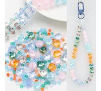 Decoendiy 108Pcs Assorted Flat Glass Round Beads Set - Mixed Size Loose Spacer Seed & Wheel Beads for DIY Bracelet Necklace Jewelry Making (#7)