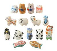 Decoendiy 12Pcs Animal Themed Ceramic Beads - Hand-Painted Cute Puppy Penguin Panda Charms Porcelain Spacer Beads for DIY Jewelry Making Handmade Bracelet Necklace Craft Supplies