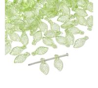 Decoendiy 200Pcs Tiny Acrylic Leaf Beads,Cute Green Maple Leaf Charms,Transparent Tree Plant Pendants for Jewelry Making, Spring DIY Crafts,Earrings, Keychains & Wind Chimes (#2)