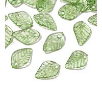 Decoendiy 200Pcs Tiny Acrylic Leaf Beads,Cute Green Maple Leaf Charms,Transparent Tree Plant Pendants for Jewelry Making, Spring DIY Crafts,Earrings, Keychains & Wind Chimes (#4)
