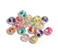 Decoendiy 20Pcs 16mm Dried Flower Resin Beads - Chunky Round Gold Foil Bubble Beads Large Spacer Beads for DIY Bracelet Earring Necklace Jewelry Making (#2)