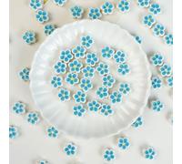 Decoendiy 20Pcs Hand-Painted Porcelain Plum Blossom Beads - Blue Chinese Ceramic Flower Spacer Beads for Adult DIY Jewelry Making, Bracelets, Necklaces & Handmade Crafts