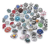 Decoendiy 20Pcs Mixed Style Rhinestones Snaps, 18mm Chunk Press Buttons, Heart Flower Metal Buttons, for Jewelry Making DIY Bracelets Necklaces Rings Crafts Accessories