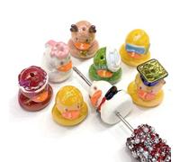 Decoendiy 20Pcs UV Coated Resin Cute Duck Focal Beads for Pens - 8 Styles 3D Animal Duck Loose Spacer Beads for Beadable Pens,DIY Keychains, Lanyards & Jewelry Making (#2)