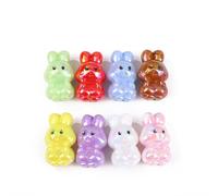 Decoendiy 24Pcs Mixed Rabbit Spacer Beads,Colorful Easter Straight Hole Beads 19×32mm,UV Plated Acrylic Bunny Beads,Large Acrylic Focal Beads for Pens DIY Jewelry & Keychain Making