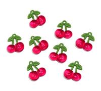 Decoendiy 25Pcs Cute 3D Fruit & Vegetable Cherry Charms - Assorted Acrylic Cherry Food Pendants for DIY Earring, Bracelet, Necklace Jewelry Making and Crafts