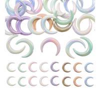 Decoendiy 25Pcs Focal Beads for Pens,Moon Shape UV Plated Large Hole Acrylic Loose Beads,Glow in The Dark Acrylic Moon Beads,for Beadable Pens Keychain Jewelry Making