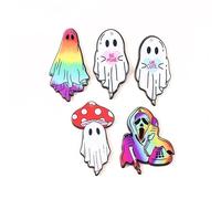 Decoendiy 25Pcs Gothic Halloween Charms, Acrylic Skull Skeleton Ghost Pendants, Halloween Cartoon Rainbow Charms, for Jewelry Making DIY Bracelets Necklaces Crafts Accessories